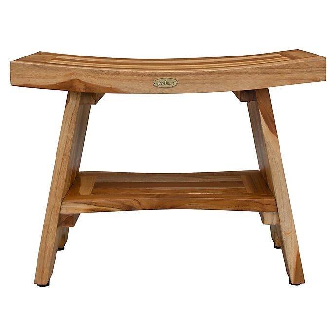 slide 6 of 6, EcoDecors Serenity Teak Shower Bench with Shelf - Natural, 24 in