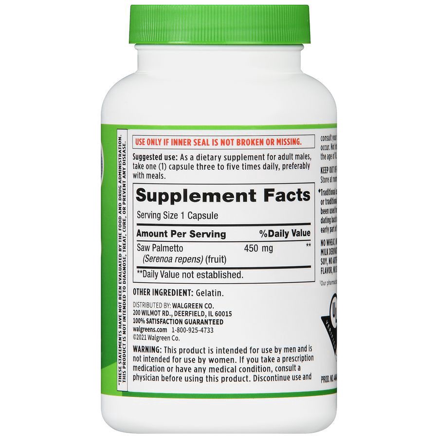 slide 5 of 5, Walgreens Saw Palmetto 450 mg, 250 ct