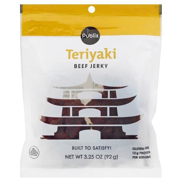 slide 1 of 1, Publix Beef Jerky, Teriyaki, 3.25 oz