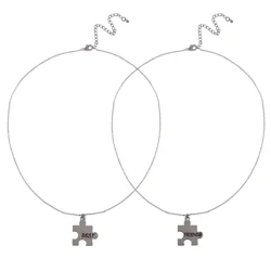 Oh Hello Puzzle Piece Best Friend Necklace Set Silver