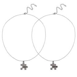 Oh Hello Puzzle Piece Best Friend Necklace Set Silver