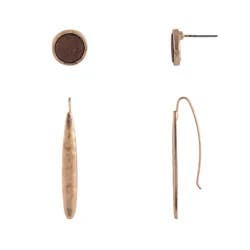Falls Creek Wooden Hammered Earring Set 752595m Gold