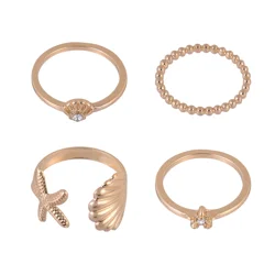 Oh Hello 4pc Starfish Shell Ring 747357m Gold