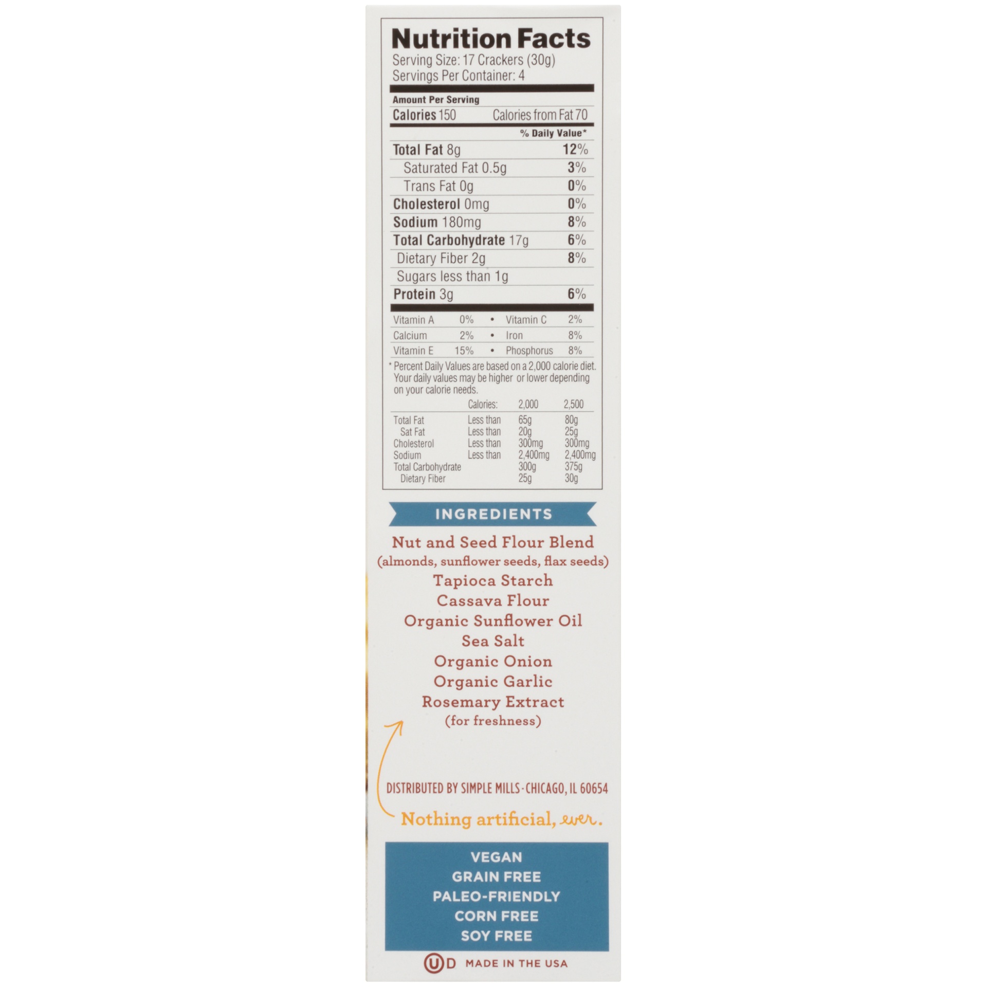 slide 7 of 8, Simple Mills Almond Flour Fine Ground Sea Salt Crackers 4.25 oz, 4.25 oz