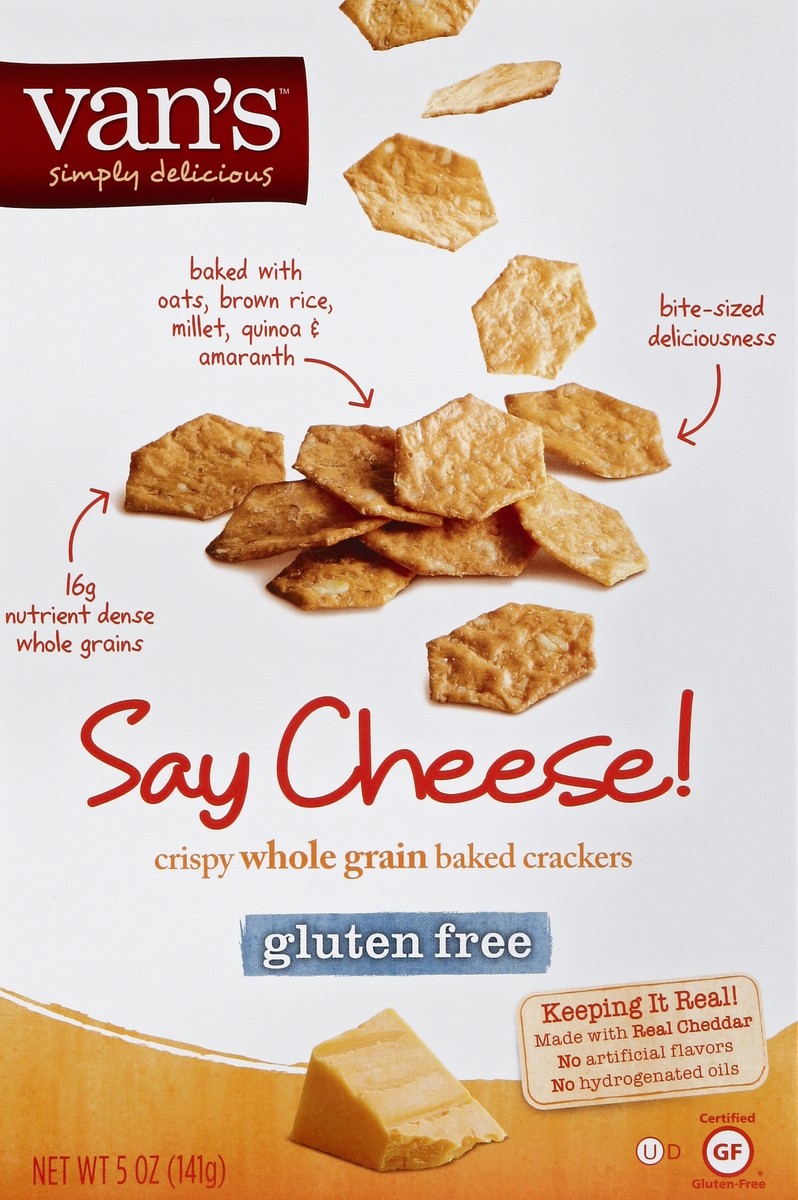 slide 5 of 5, Van's Foods Say Cheese! Crispy Whole Grain Baked Crackers, 5 oz