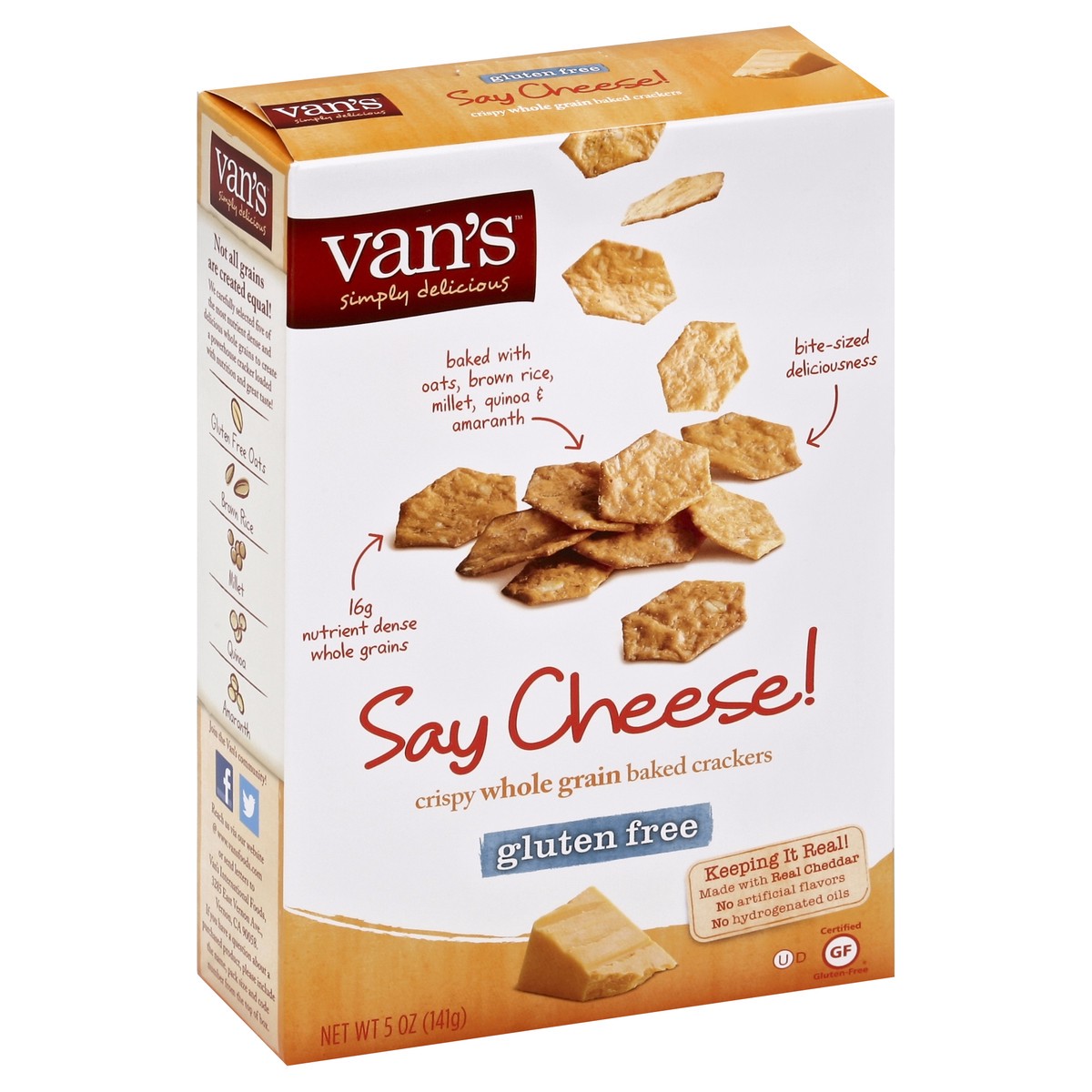 slide 2 of 5, Van's Foods Say Cheese! Crispy Whole Grain Baked Crackers, 5 oz