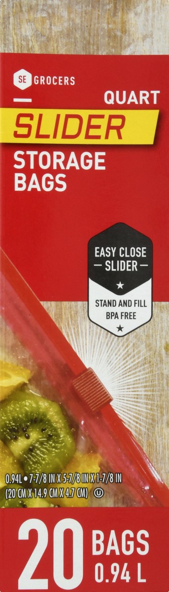 slide 5 of 8, SE Grocers Slider Storage Bags Quart - 20 CT, 20 ct