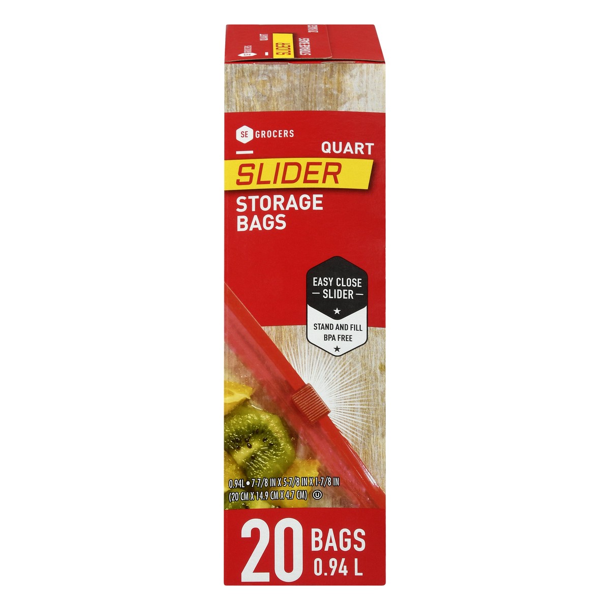 slide 1 of 8, SE Grocers Slider Storage Bags Quart - 20 CT, 20 ct