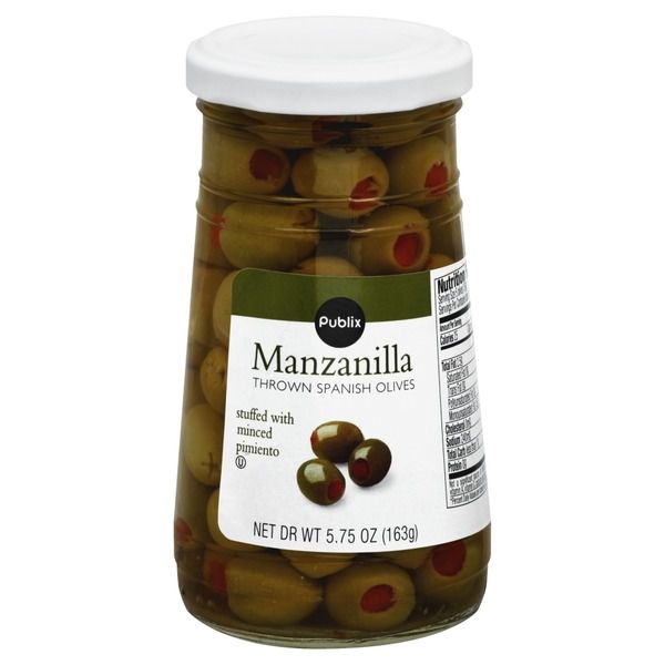 slide 1 of 1, Publix Manzanilla Thrown Spanish Olives, 5.75 oz