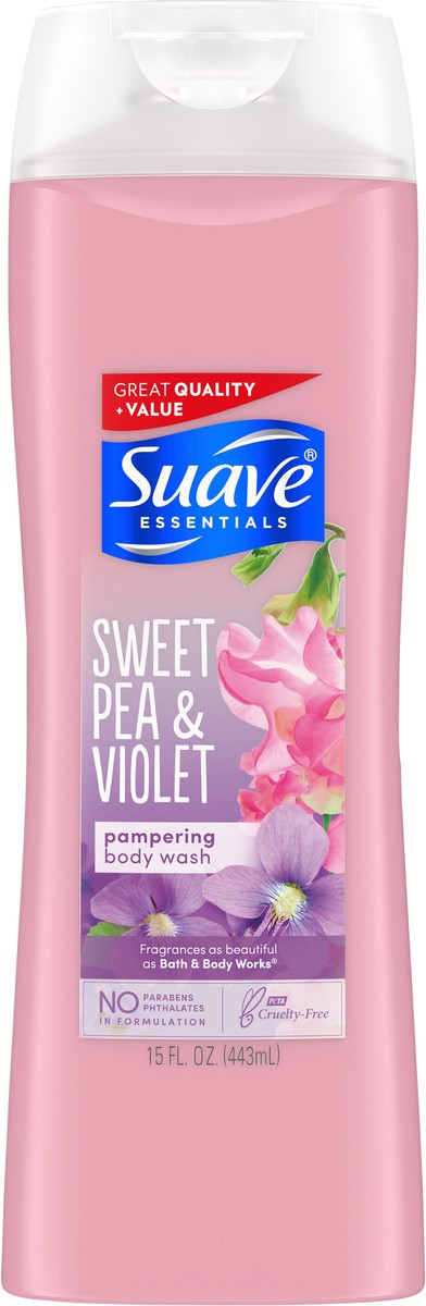slide 3 of 5, Suave Essentials Body Wash Sweet Pea and Violet, 15 oz, 15 oz