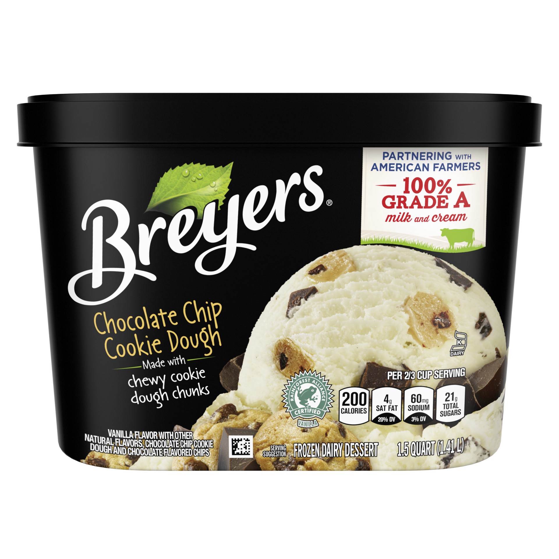 slide 1 of 8, Breyers Frozen Dairy Dessert Chocolate Chip Cookie Dough, 48 oz, 48 oz