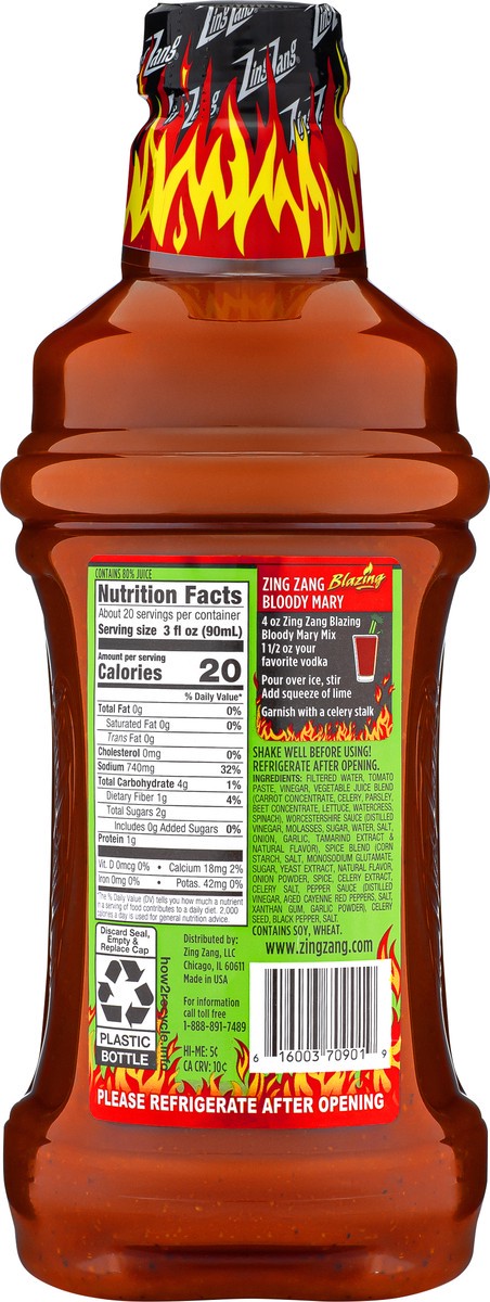 slide 9 of 13, Zing Zang Blazing Bloody Mary Mix, Non-Alcoholic Cocktail Mixer, 1.75L Bottle, 1.75 liter