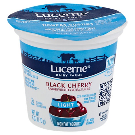 slide 1 of 1, Lucerne Yogurt Nonfat Light Black Cherry Flavored, 6 oz