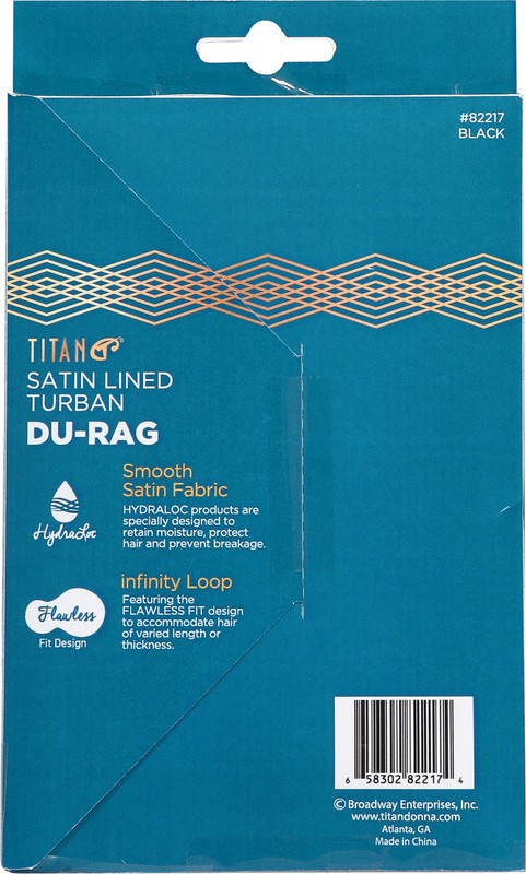 slide 3 of 4, Titan Satin Lined Turban Black Du-Rag 1 ea, 1 ct
