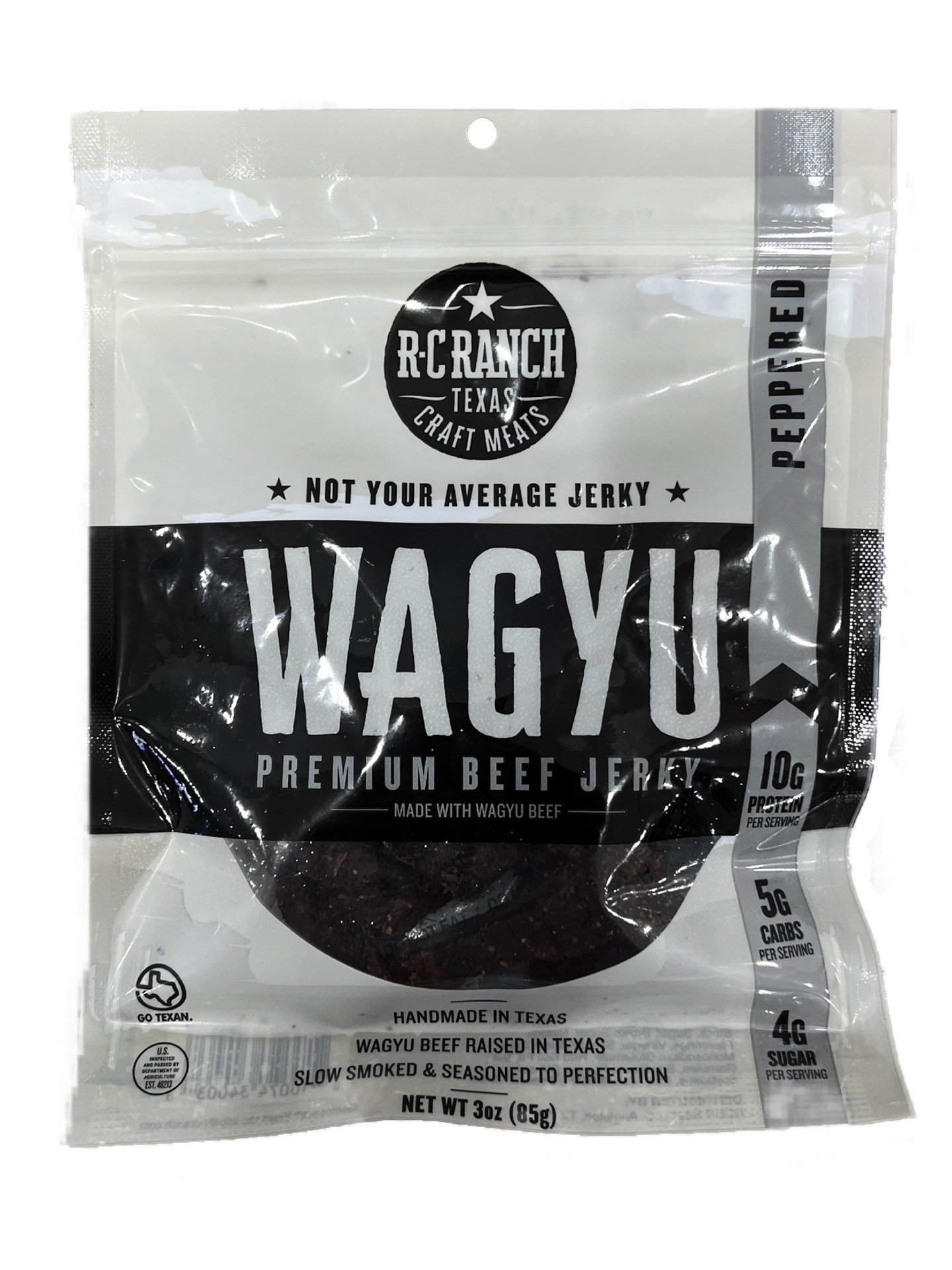 slide 1 of 1, R-C Ranch Peppered Wagyu Beef Jerky, 3 oz