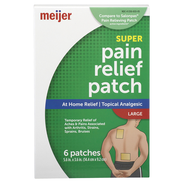 slide 1 of 1, Meijer Super Pain Relief Patch Large, 6 ct