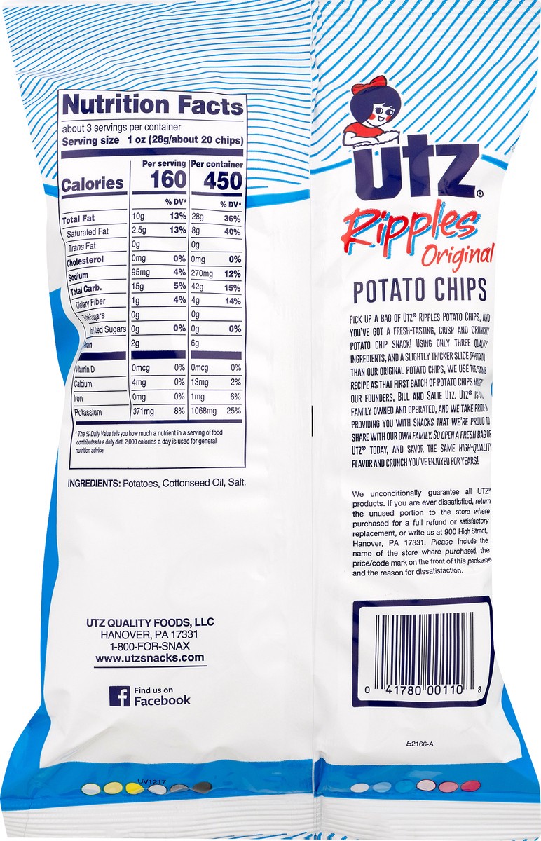 slide 5 of 9, Utz Ripples Original Potato Chips 2.875 oz, 2.88 oz