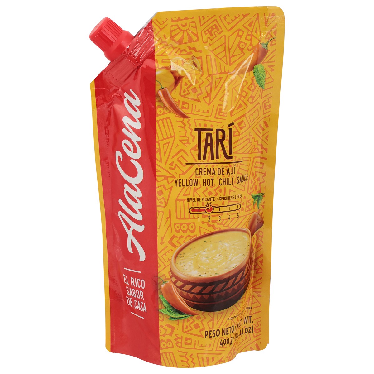slide 1 of 9, AlaCena Yellow Hot Chili Sauce 14.11 oz, 14.11 oz