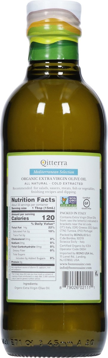 slide 11 of 13, Qitterra Extra Virgin Organic Olive Oil 16.9 fl oz, 16.9 fl oz