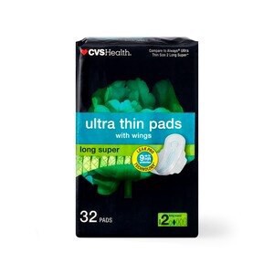 slide 1 of 1, CVS Health Ultra Thin Pads Super With Wings, 32 Ct, 1 ct