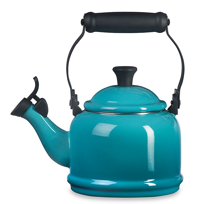 slide 1 of 1, Le Creuset Demi Whistling Tea Kettle - Caribbean, 1.25 qt