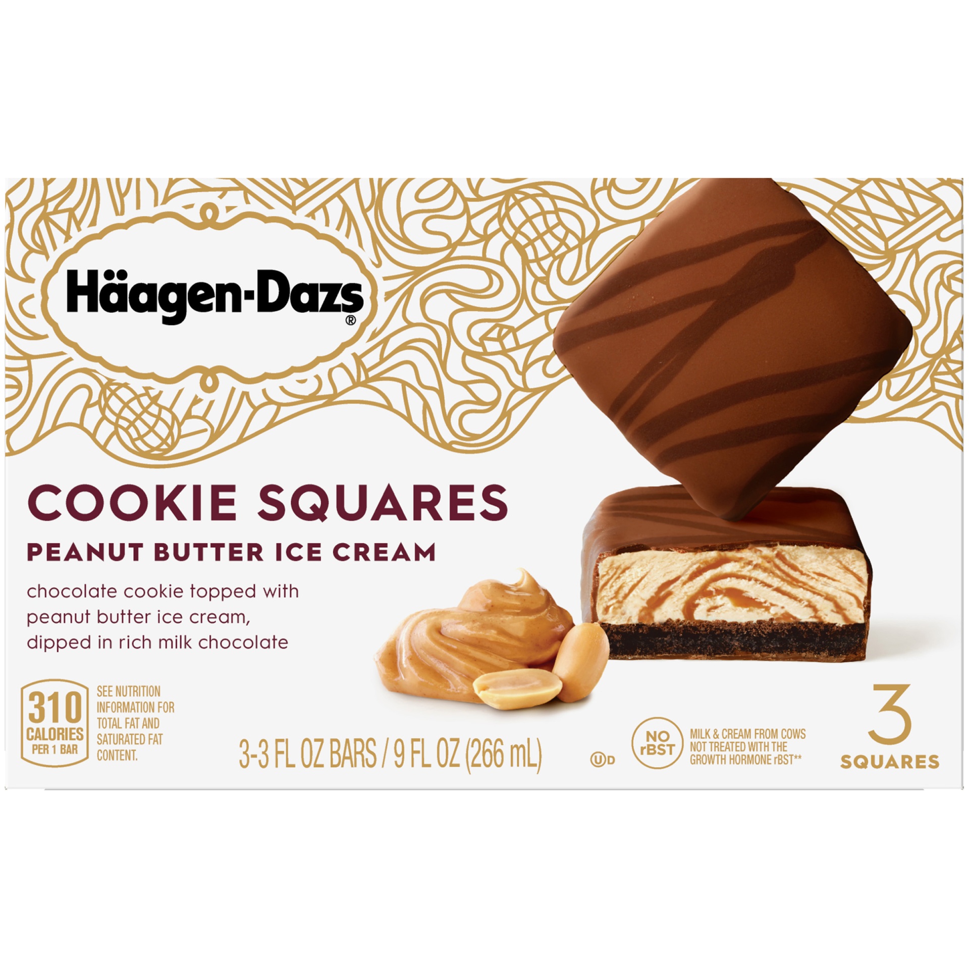 slide 4 of 6, Häagen-Dazs Peanut Butter Ice Cream Cookie Squares, 3 ct; 3 fl oz