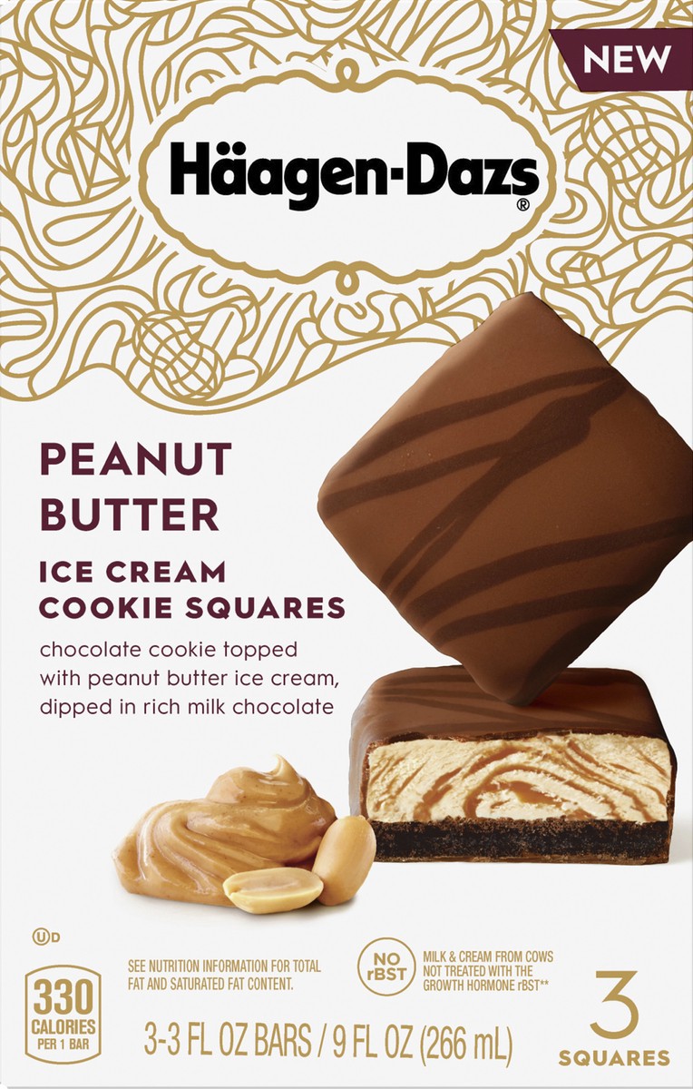 slide 5 of 6, Häagen-Dazs Peanut Butter Ice Cream Cookie Squares, 3 ct; 3 fl oz