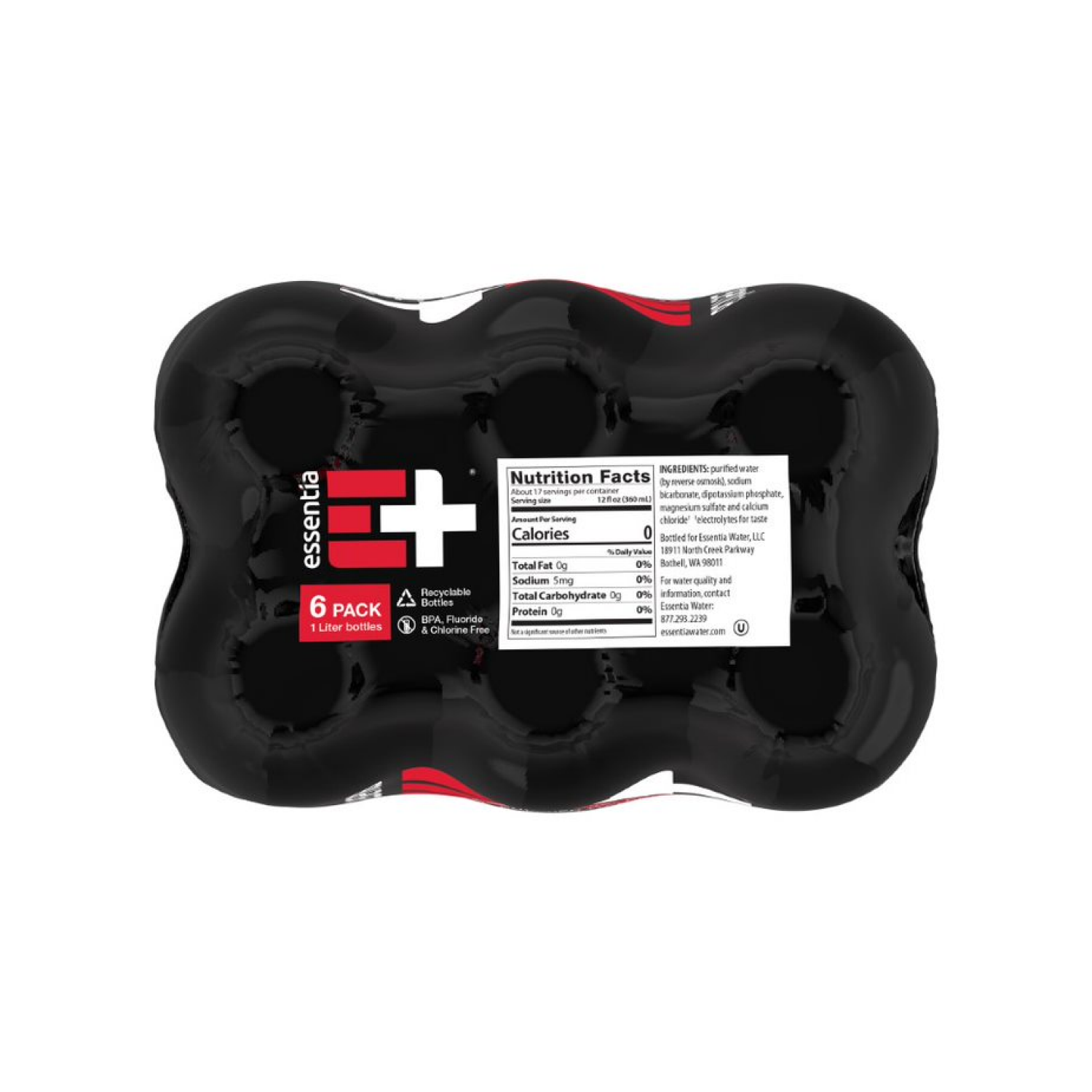 slide 5 of 5, Essentia Bottled Water, 1 Liter, 6-Pack, Ionized Alkaline Water, 6 ct