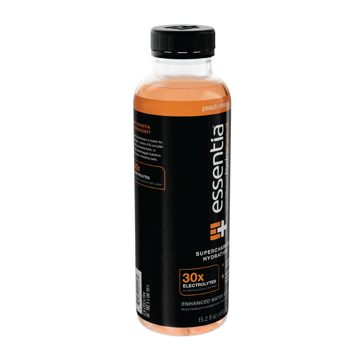 slide 3 of 3, ESSENTIA Hydroboost Enhanced Water Beverage Peach Mango 15.2 oz. Sgl PET, 15.2 fl oz