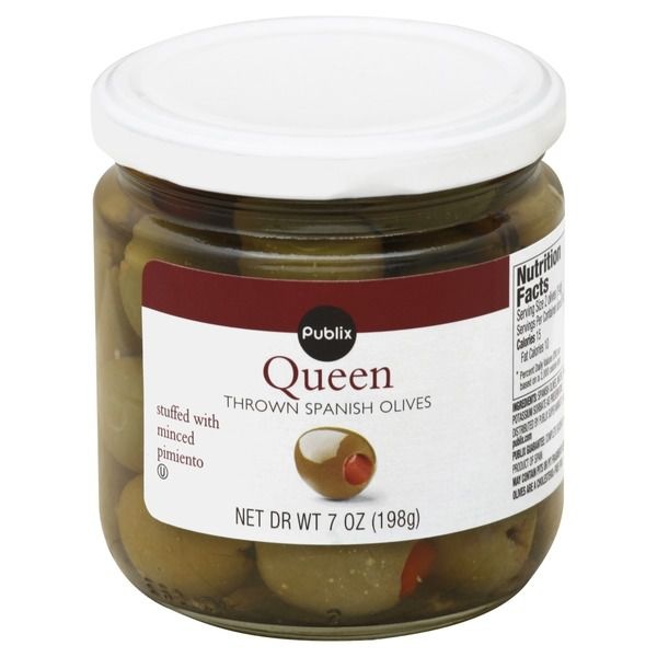 slide 1 of 1, Publix Queen Thrown Spanish Olives, 7 oz