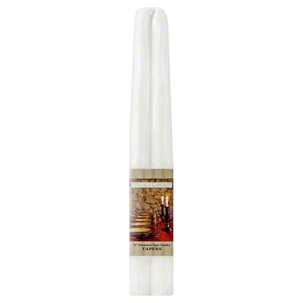 slide 1 of 3, Village Candle Candles, Taper, White, Unscented, 2 ct