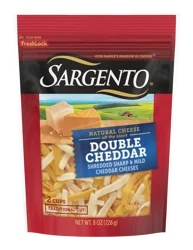 Sargento Natural Double Cheddar Shredded Cheese, 8 oz
