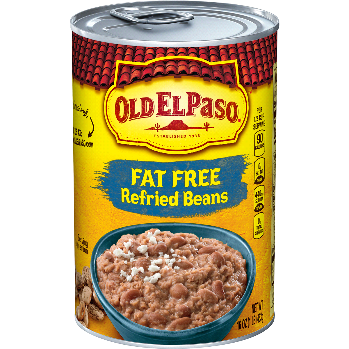 slide 1 of 3, Old El Paso Fat Free Refried Beans, 16 oz., 16 oz