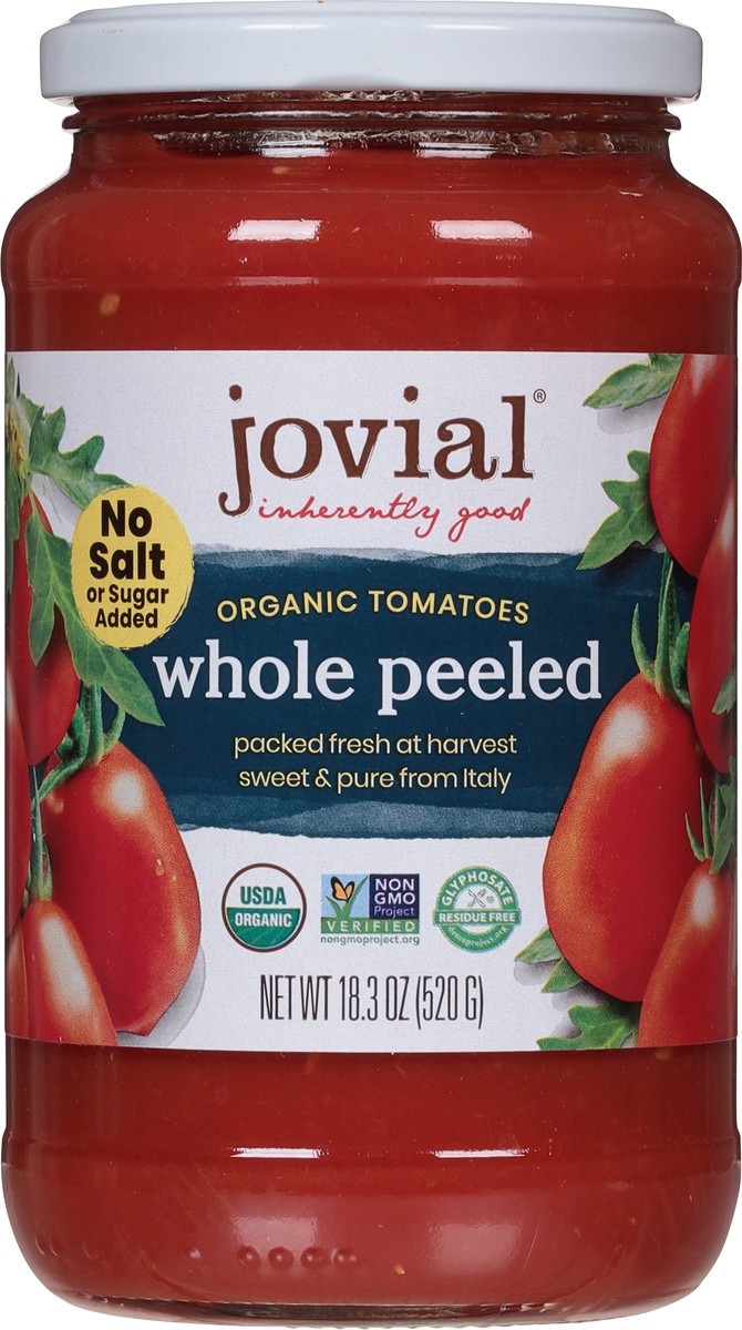 slide 3 of 9, Jovial Organic Whole Peeled Tomatoes 18.3 oz, 18.3 oz
