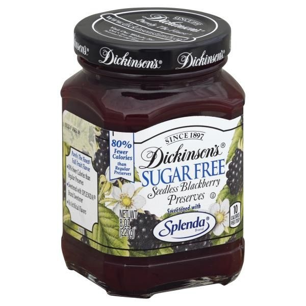 slide 1 of 1, Dickinson's Sugar-Free Seedless Blackberry Preserves, 8 oz