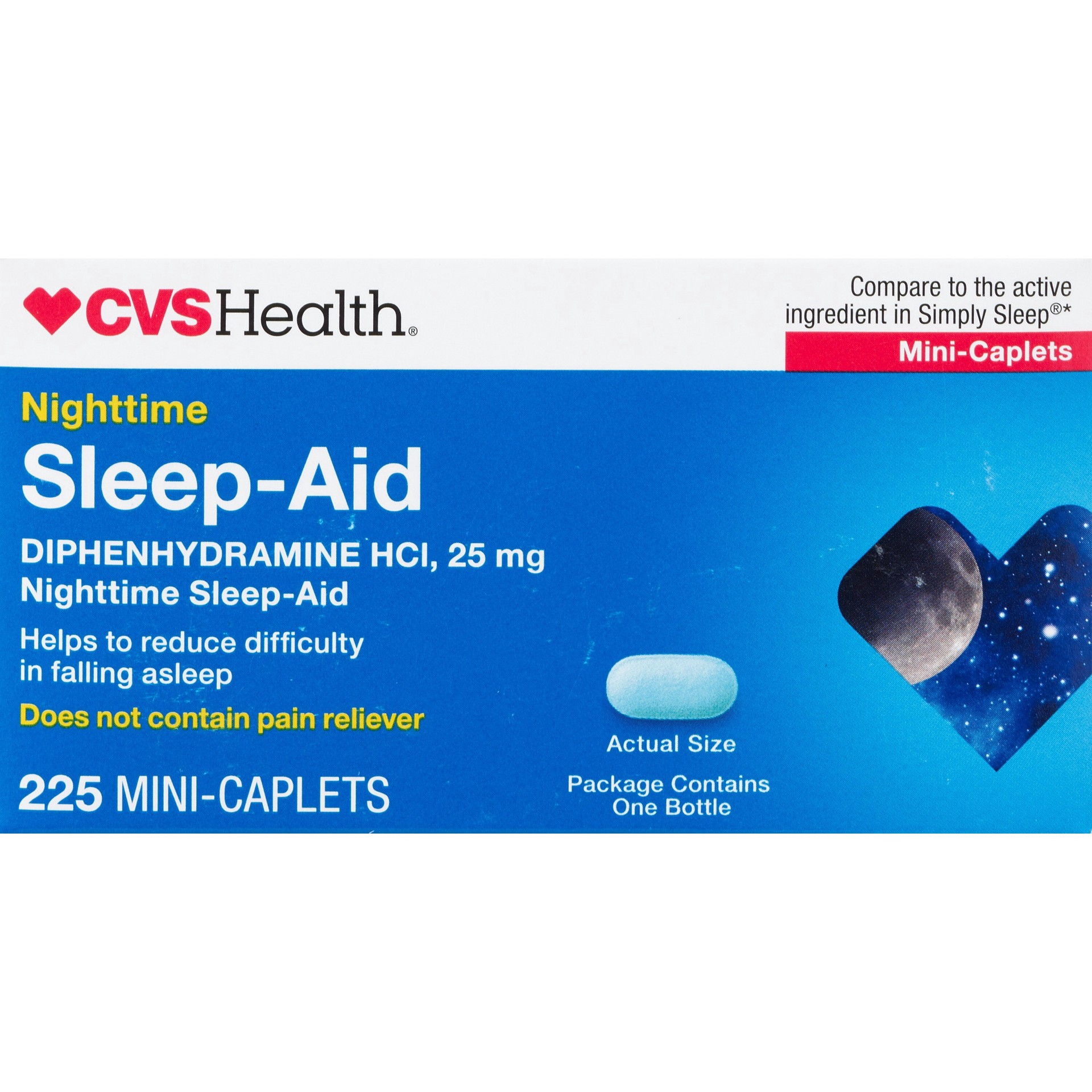 slide 1 of 1, CVS Health Nighttime Sleep Aid 25 Mg Mini Caplets, 225 Ct, 1 ct