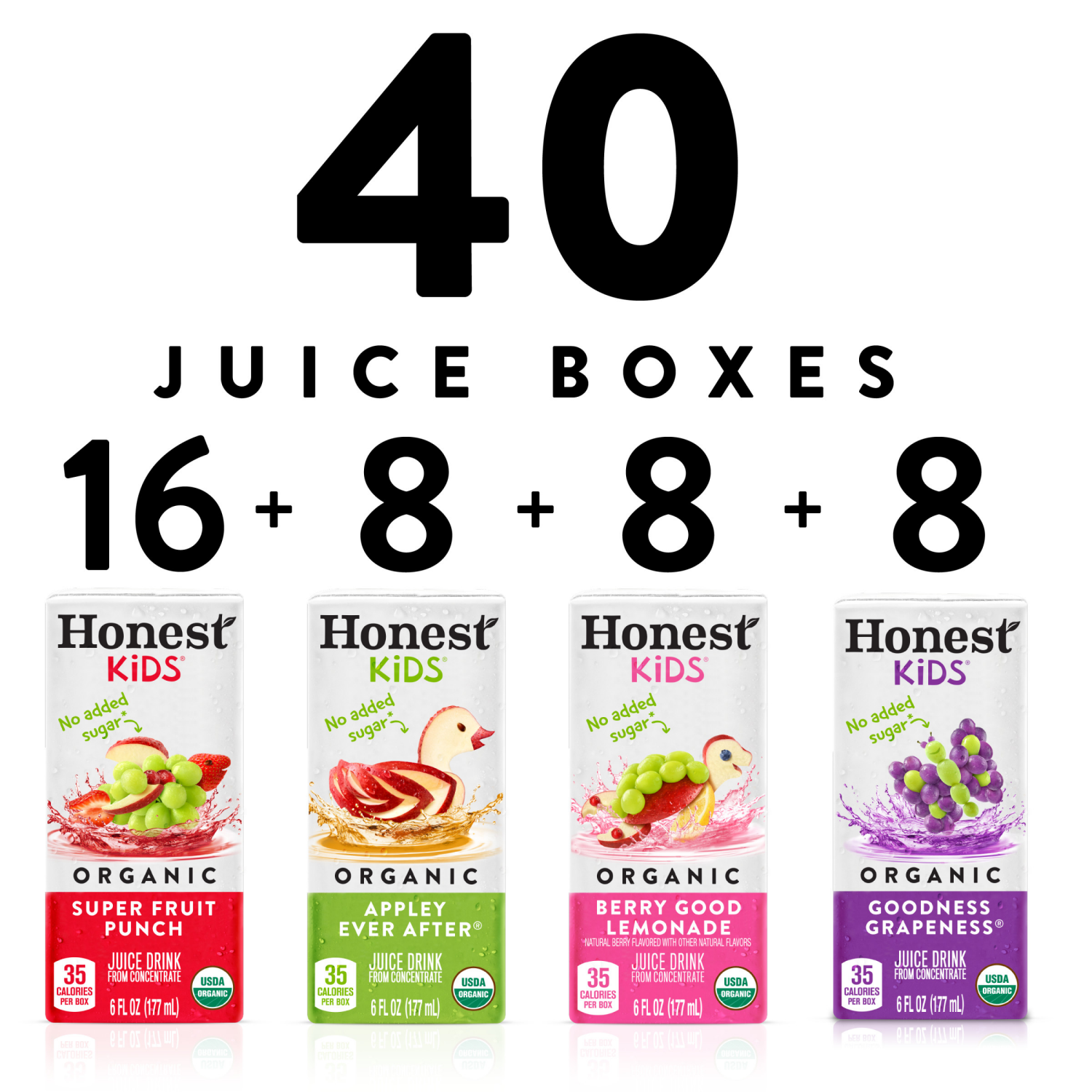 slide 2 of 7, Honest Kids Variety Pack Cartons, 6 fl oz, 40 Pack, 40 ct