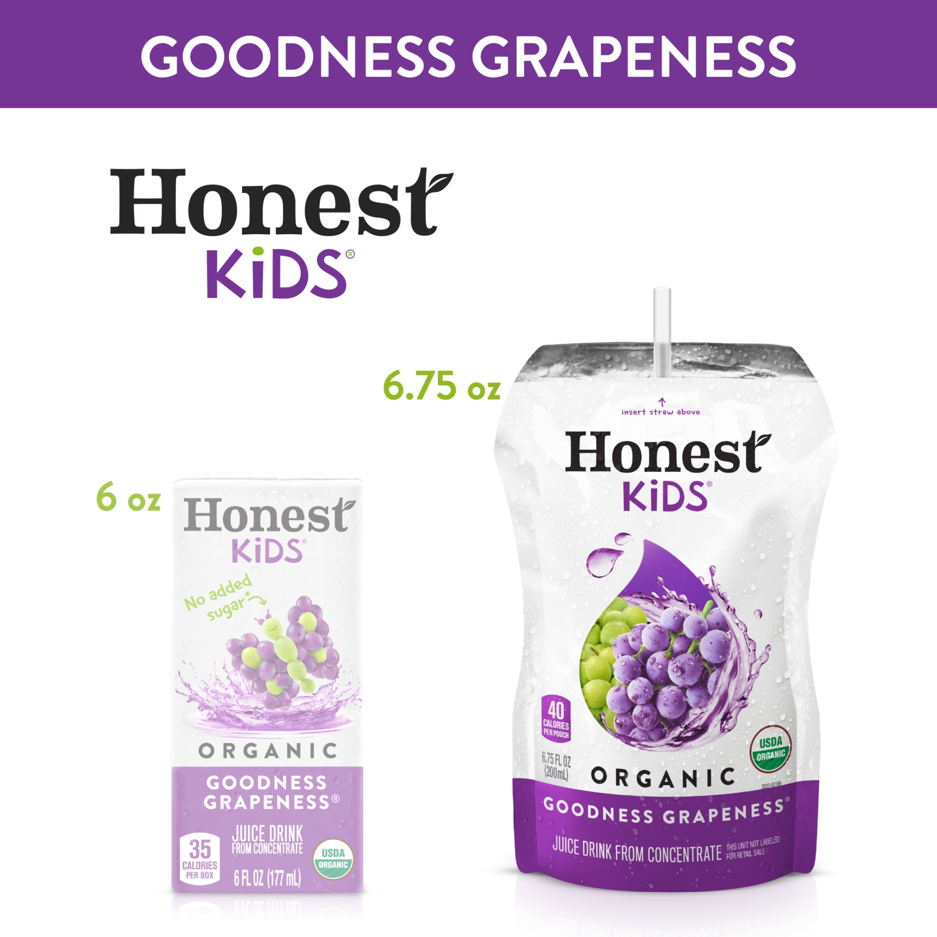 slide 6 of 8, Honest Kids Goodness Grapeness Pouches, 6.75 fl oz, 8 Pack, 8 ct; 6.75 fl oz