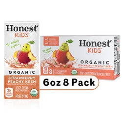 Honest Kids Strawberry Peachy Keen Cartons, 6 fl oz, 8 Pack