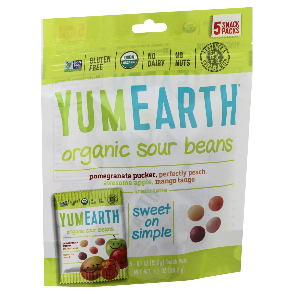 slide 4 of 9, YumEarth 5 Snack Packs Organic Assorted Sour Beans 5 ea, 5 ct