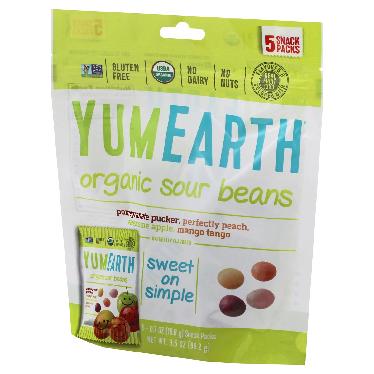 slide 8 of 9, YumEarth 5 Snack Packs Organic Assorted Sour Beans 5 ea, 5 ct