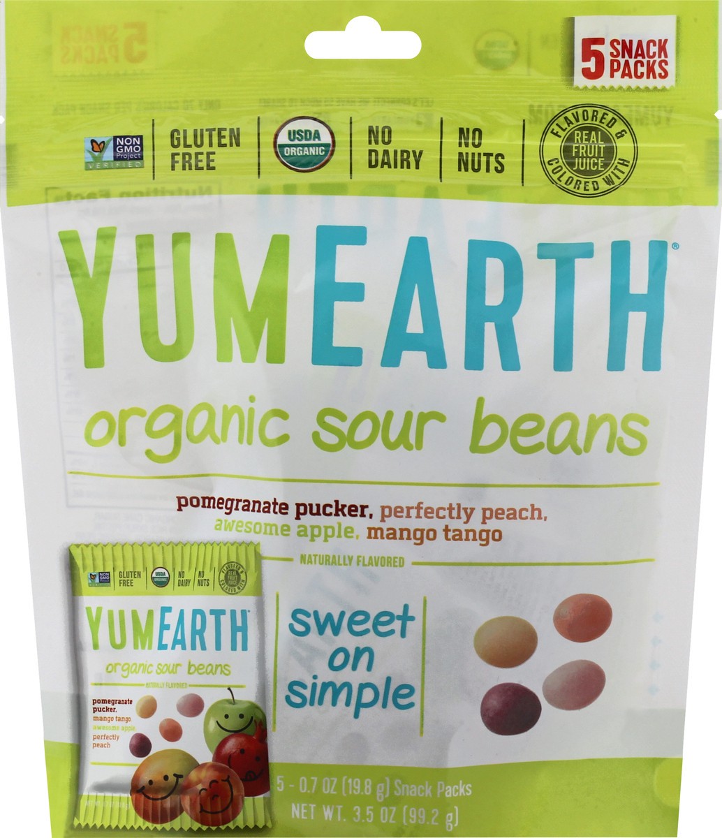 slide 9 of 9, YumEarth 5 Snack Packs Organic Assorted Sour Beans 5 ea, 5 ct