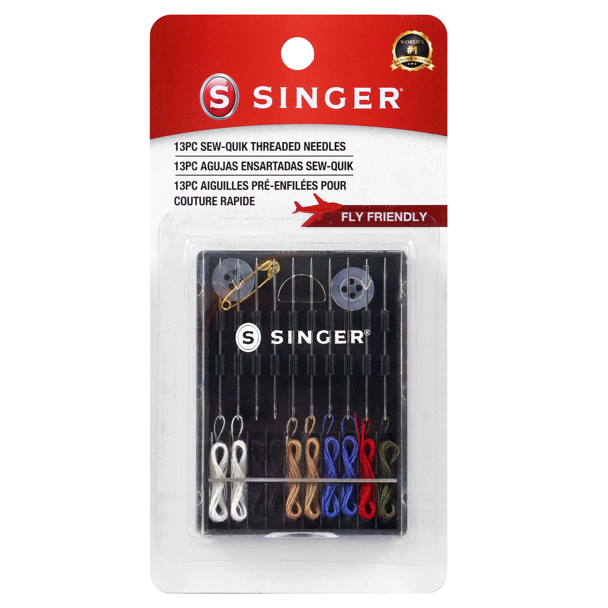 slide 1 of 9, SINGER Sew-Quick Threaded Hand Needles, 13 Count, 13 ct