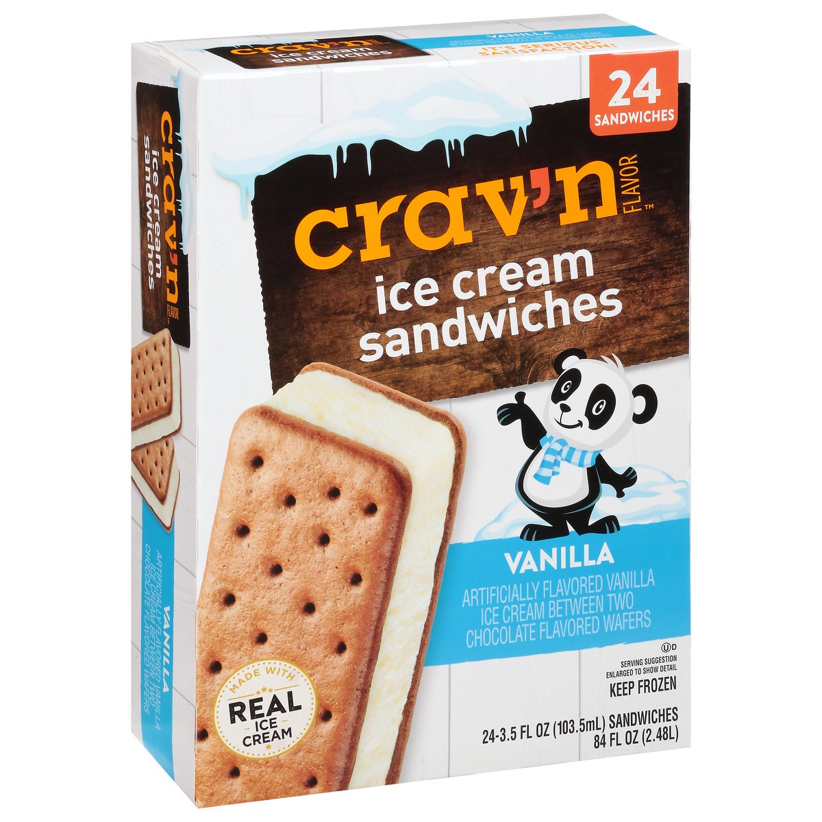 slide 9 of 9, Crav'n Flavor Vanilla Ice Cream Sandwiches 24 ea, 24 ct