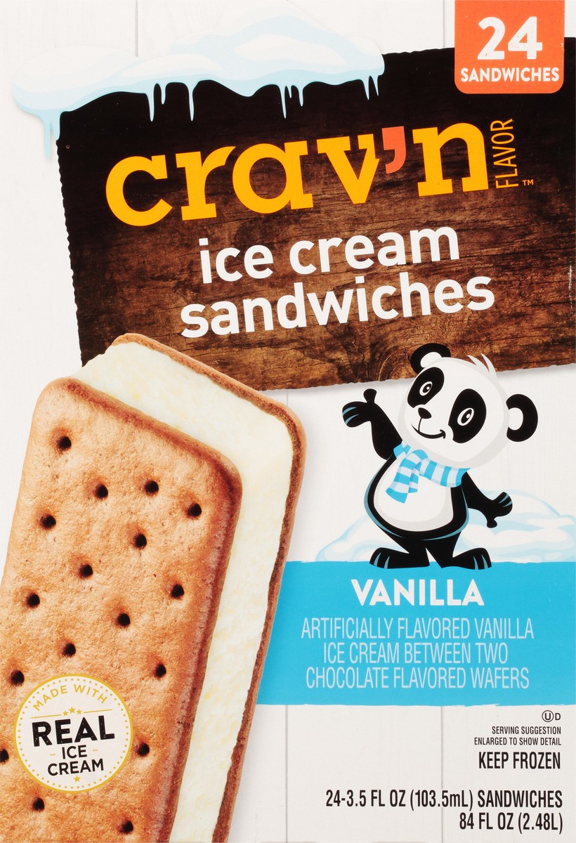 slide 8 of 9, Crav'n Flavor Vanilla Ice Cream Sandwiches 24 ea, 24 ct