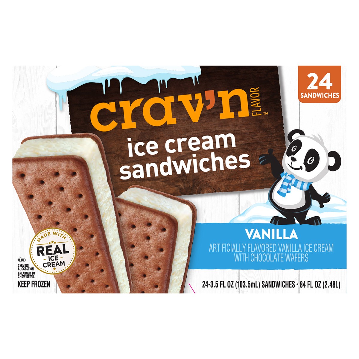 slide 1 of 9, Crav'n Flavor Vanilla Ice Cream Sandwiches 24 ea, 24 ct