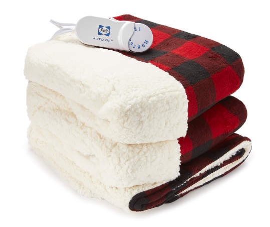 slide 1 of 1, Biddeford Blankets Red & Black Buffalo Check Sherpa Heated Electric Throw, 1 ct