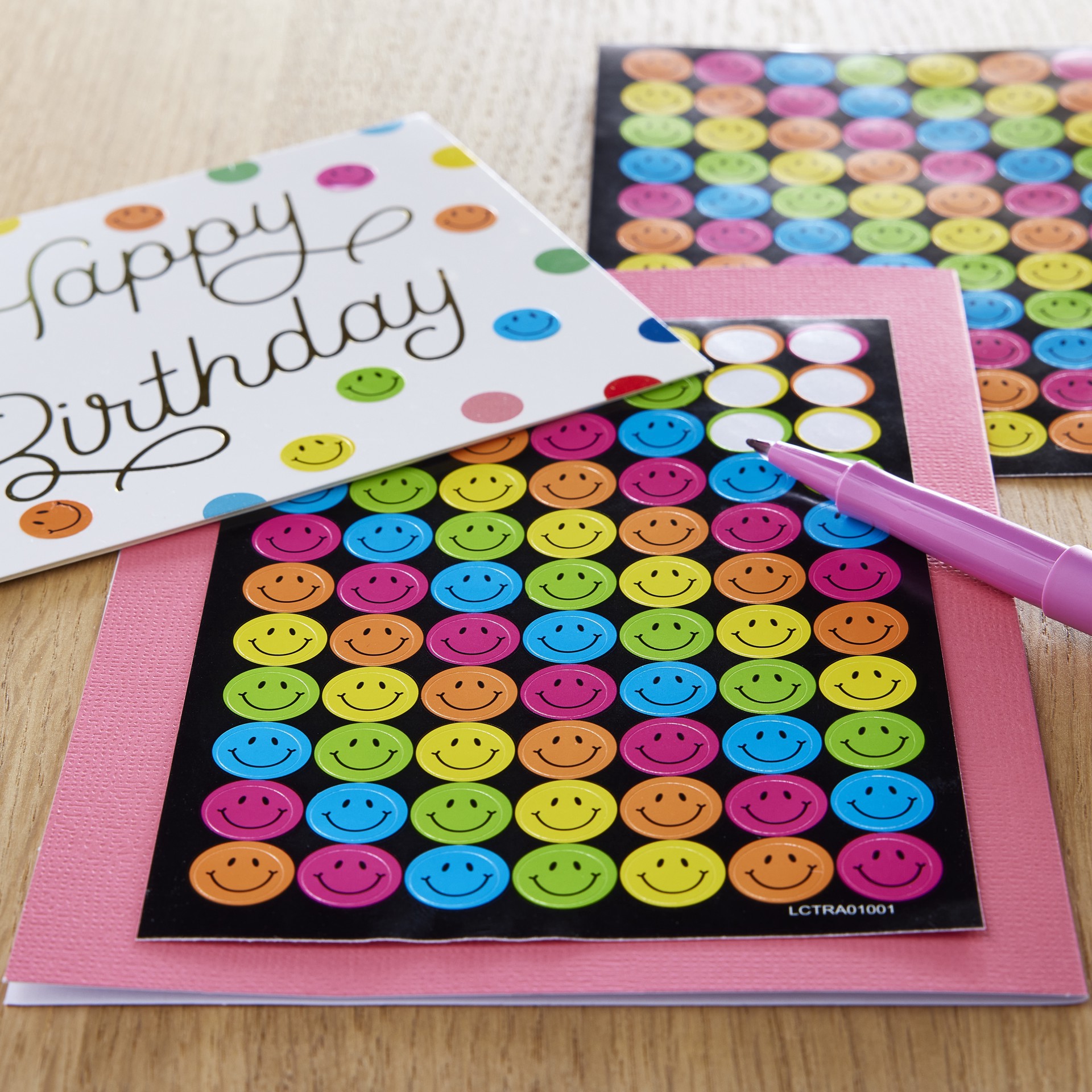 slide 3 of 3, Neon Smiley Face Stickers By Recollections, 1 ct