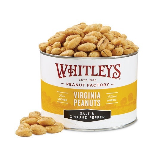 slide 1 of 1, Whitely's Sea Salt & Pepper Peanuts, 12 oz