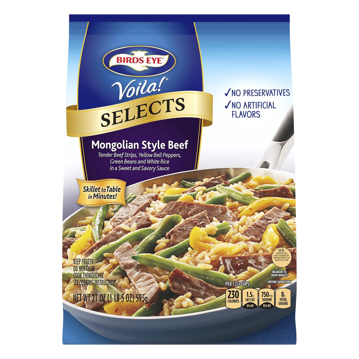 slide 1 of 10, Birds Eye Voila! Mongolian Style Beef Frozen Meal, 21 OZ Bag, 21 oz